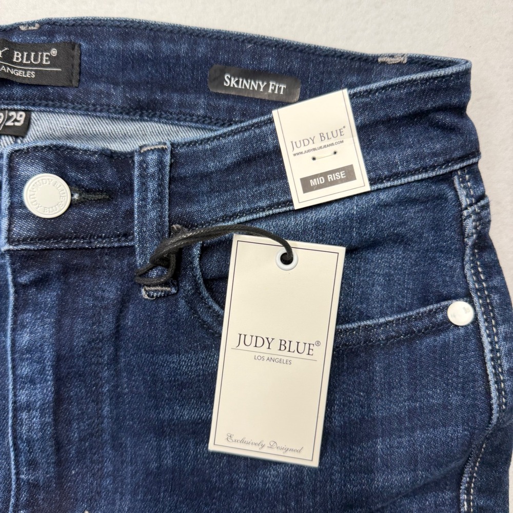 Judy Blue Womens Skinny Fit Jeans Mid Rise Dark Wash Stretch Size 9/29 NWT - Picture 4 of 9
